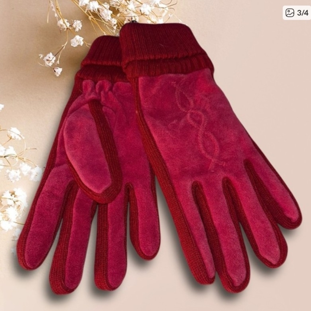 Genuine Leather Red Women's Gloves